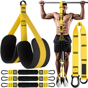 Home Workout Pull-Up Bands with Fabric Knee/Foot Support – Adjustable Resistance Assist Bands for Strength, Mobility, Stretching & Upper Body Fitness Training,calisthenics tool