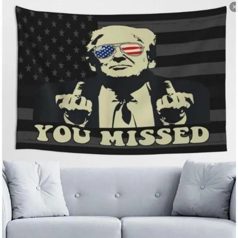 Trump You-Missed Tapestry Trump 2024 Fight Fight Fight MAGA Convicted 47 Felon Tapestry Sign Flag for Wall Decor Trump for President Banner Decoration Items