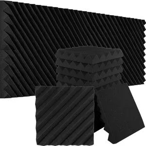 12 Pack Sound Proof  Panels for Walls, 12x12x2 Inches Slash Style Acoustic Panels for Home Studio Acoustic  (Black)