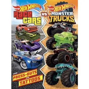 Hot Wheels: Race Cars vs. Monster Trucks: Activities, Tattoos, & Press-Out Cards for Kids Ages 4 to 8 -- Mattel, Paperback