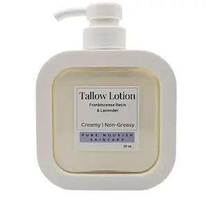Tallow Lotion Frankincense Resin & Lavender Creamy Non-Greasy 10 oz Body Lotion for Daily Moisture & Skin Repair