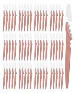 Dermaplane Razor, 60 Pcs Face Razors for Women and Men, Multipurpose Eyebrow Razor, Dermaplaning Tool for Face , Terracotta