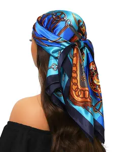 Women's All Over Print Square Scarf, Fashionable Soft Satin Scarf, Fashion Headscarf for Daily Wear, Casual Versatile Scarf for Women & Girls, Square Head Scarves