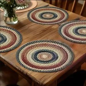 Vintage Round Placemat Set, 4pcs Durable Design, Perfect for Rustic Kitchen & Dining Area, Ideal Home Decor Choice