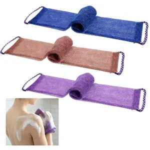 Denavio 3PCS African Exfoliating Net Bath Set - Smooth Loofah Sponges for Body Exfoliation, Dead Skin Removal (Blue, Purple, Coffee)