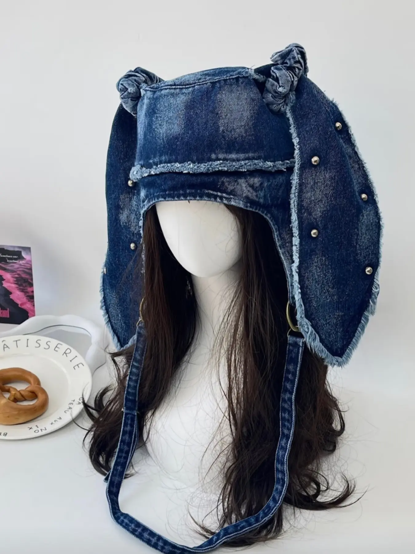 2 in 1 Denim Rabbit Hat/Unique Bag, Street Style Rabbit Ear Design Adjustable Hat/Bag, Fashion Hats, Casual Trendy Hat, Streetwear Headwear, Fashion Accessories for Women & Men