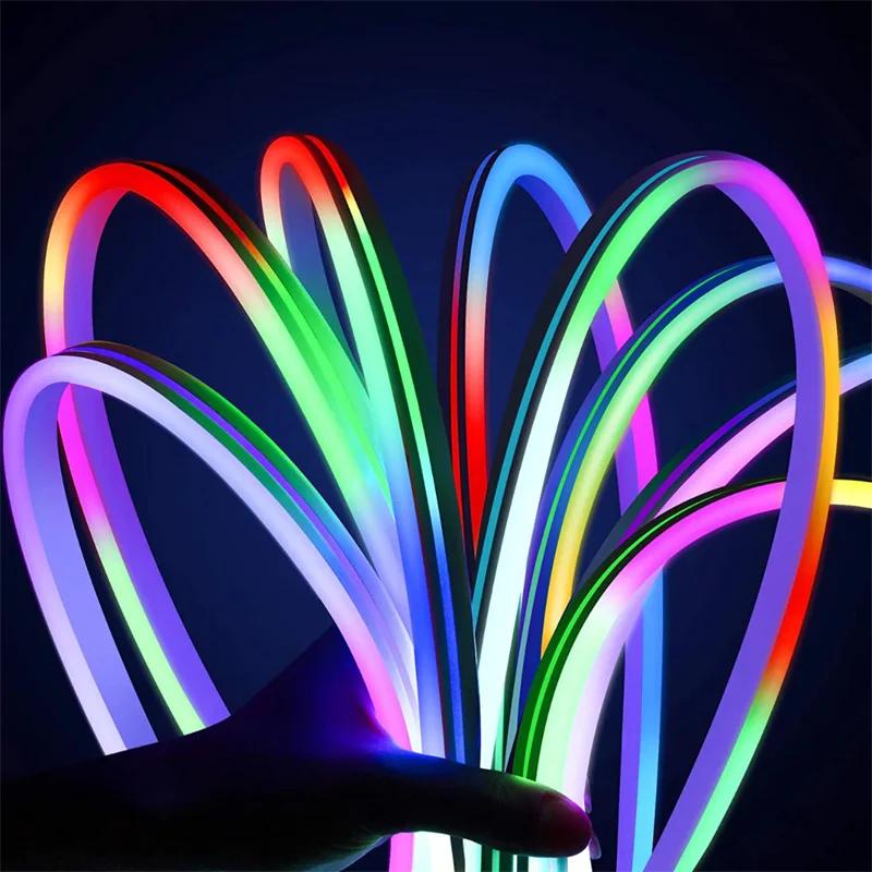 RGBIC Bluetooth Neon LED Strip Lights 5V 5M Waterproof Flex Ribbon Tape for Room Wall Decor with Easy Bluetooth Control and Flexible Design