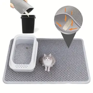 Double Layer Cat Litter Mat  (29.6x21.7 Inch) Honeycomb Design Waterproof Urine Proof Easy Clean Soft EVA Material Non-Slip Mat for Cat Litter Collection