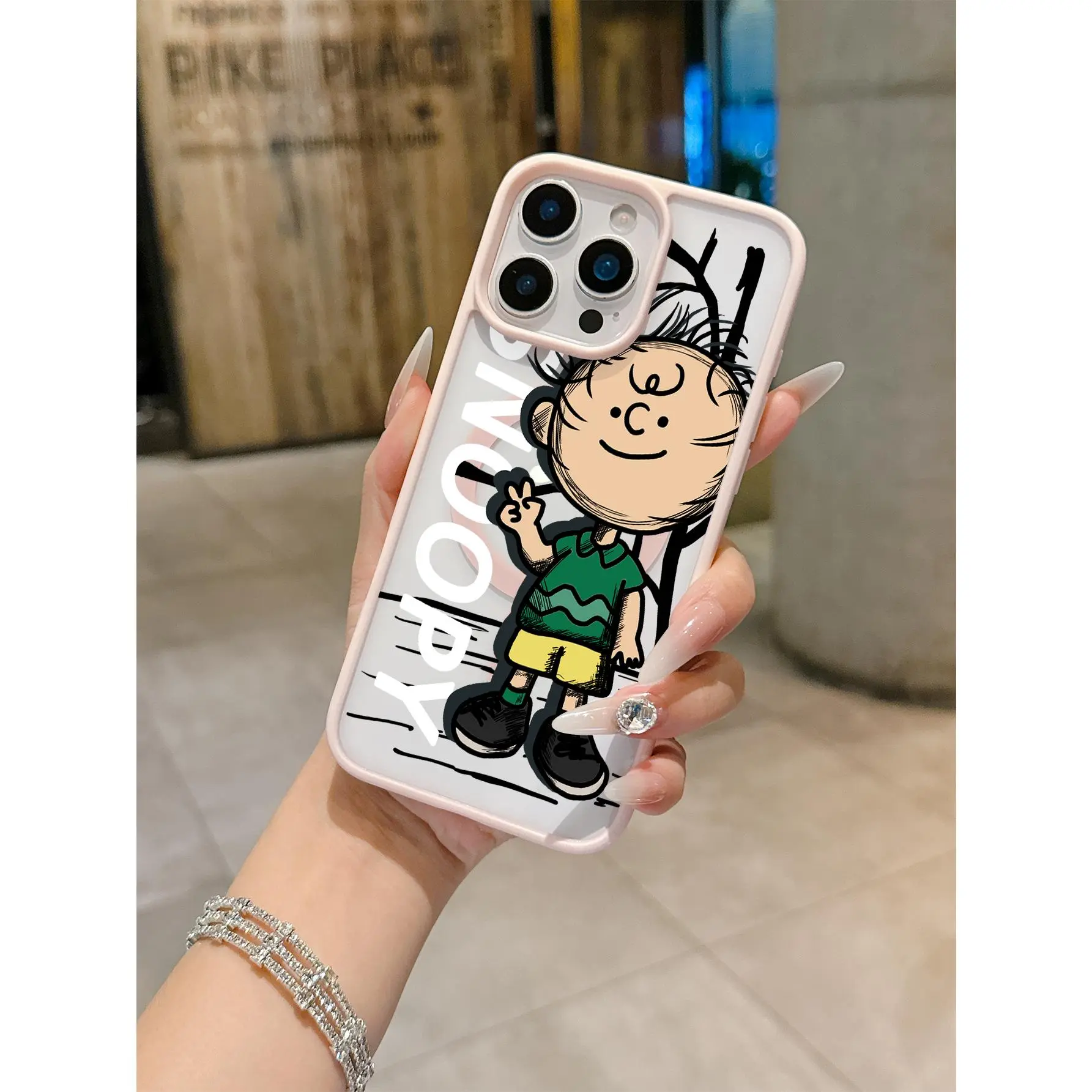 1-piece Charlie Brown Big Snoopy Pattern Macaron Pink Magnetic Phone Case for iPhone 11/17 Pro Max, Compatible with Galaxy S25/S24/S23 Ultra. A perfect gift for birthdays, Valentine's Day, or for couples.,back to school,back to school haul