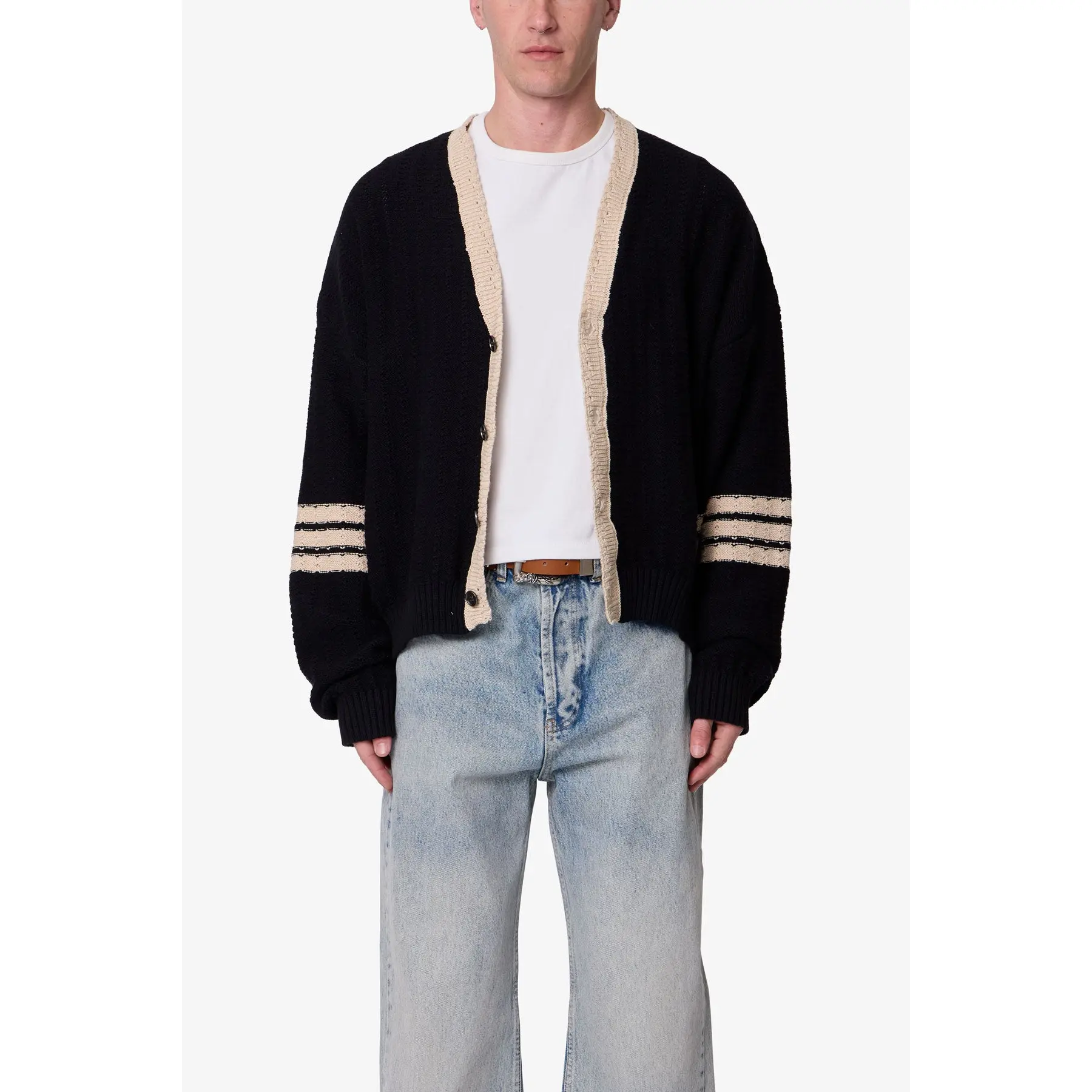 mnml Collegiate Cardigan Sweater - Black/Brown