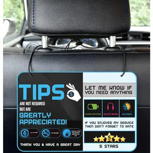 Five  Accessories Rider-Share Sign for Driver - 5 Stars Tips Taxi Rating Appreciated Ride-Share Driver Signs - Large 9x6 (Pack of 2)