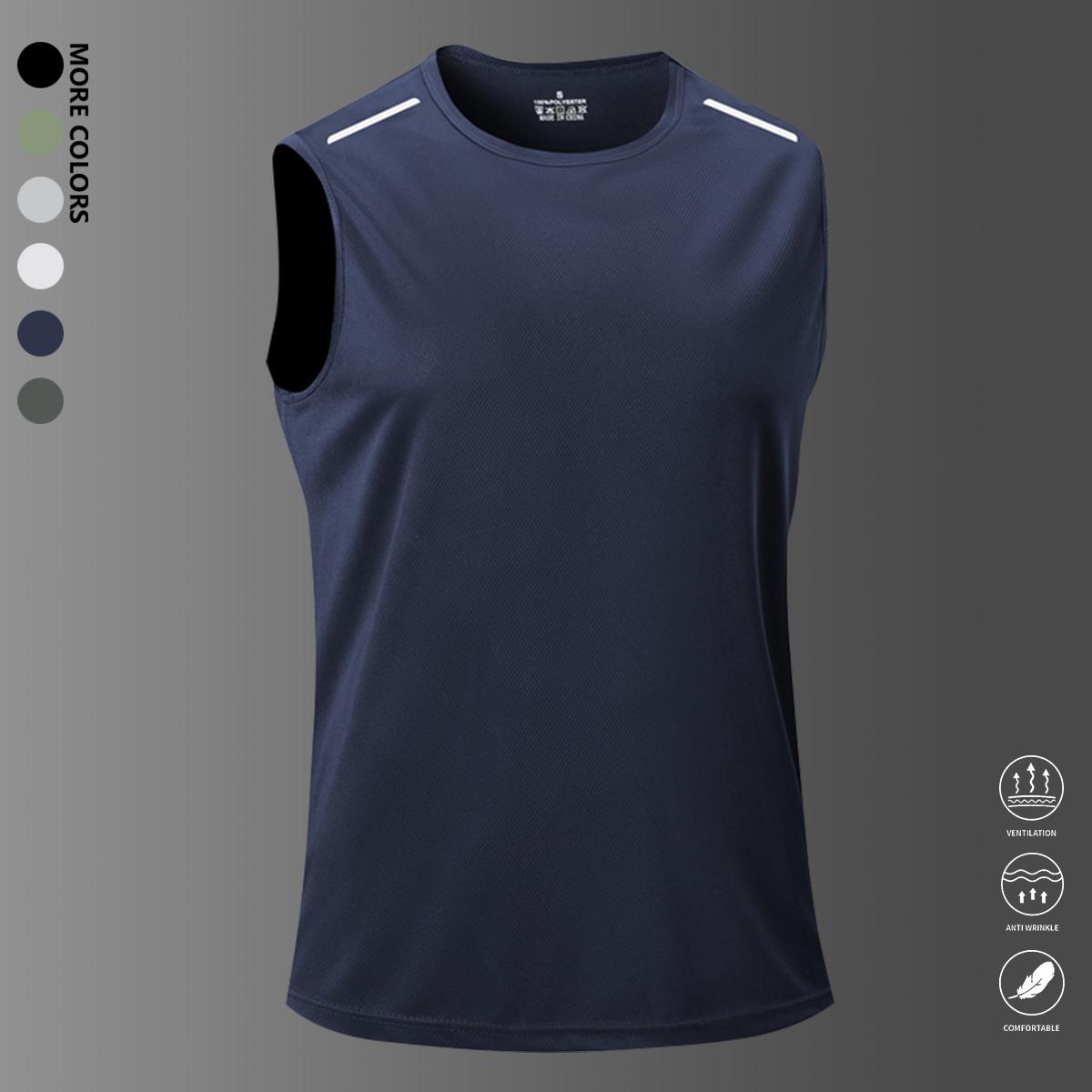 Men’s 3-piece sleeveless T-shirt set — breathable, quick-dry athletic shirts suitable for summer gym workouts, running, and training