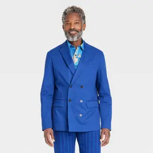 Houston White Adult Unisex Button Up Double-Breasted Blazer Jacket Full Lining
