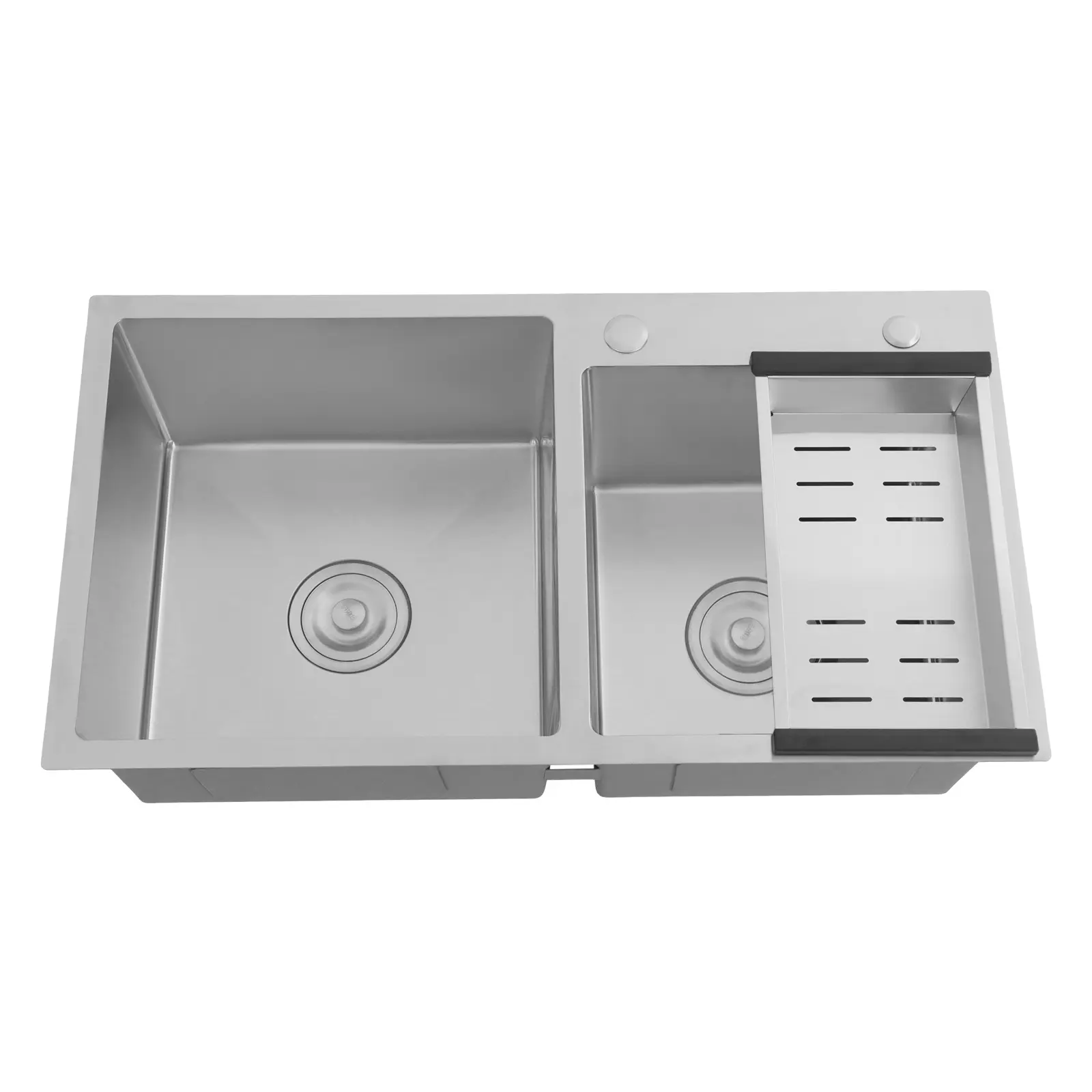 Commercial Stainless Steel Double Sink (78×43×21 cm) - Undermount-Drop-In Kitchen Sink with Drain Basket, 2 Filters, 3 Installation Options, Pipes, Bars, 30kg Metallic Home Supplies for Restaurants, Undermount Sink, 201 Ss