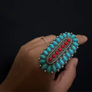 Turquoise Red Statement Ring Vintage Jewelry