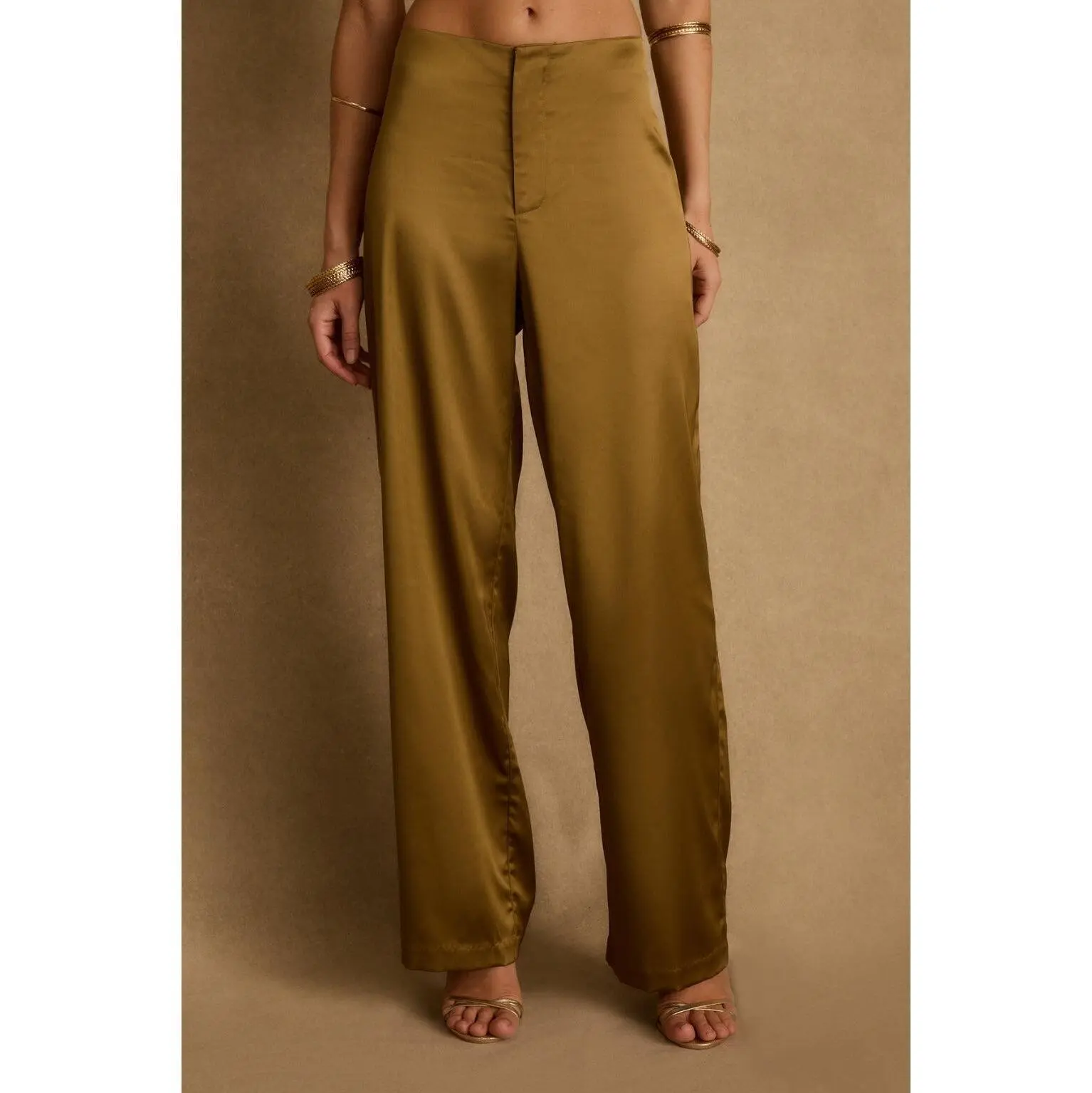 Olina Olive Satin Trousers