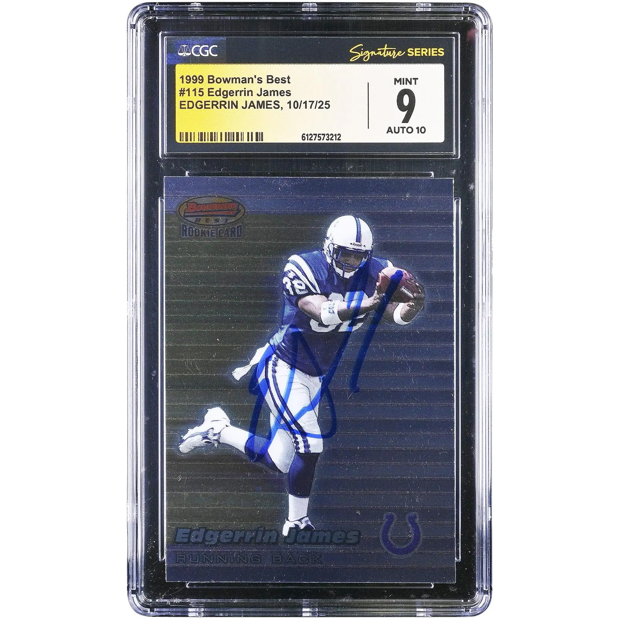 Edgerrin James Indianapolis Colts Autographed 1999 Topps Bowman's Best #115 CGC Authenticated 9/10 Rookie Card - Fanatics Authentic Certified