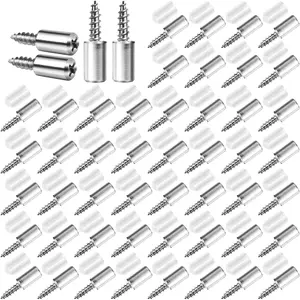 60 count Shelf Pins with Non-Slip Sleeve, Self Tapping Screw Shelf Support Pegs for Kitchen & Bookcase Shelf Cabinet Furniture Closet Bracket Pegs