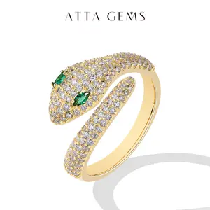 Snake shape  Synthetic Moissanite  Ring With Green Stone for Women and Men Birthday Gift Party Fine Jewelry R218