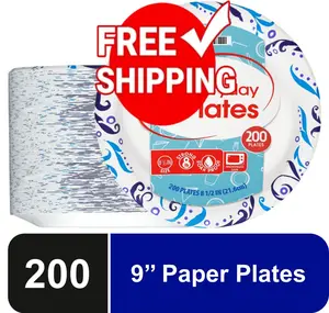 G.r.e.a.t. V.a.l.u.e Everyday Strong, Soak Proof, Microwave Safe, Disposable Paper Plates, 8.5 in, Patterned, 200 Count
