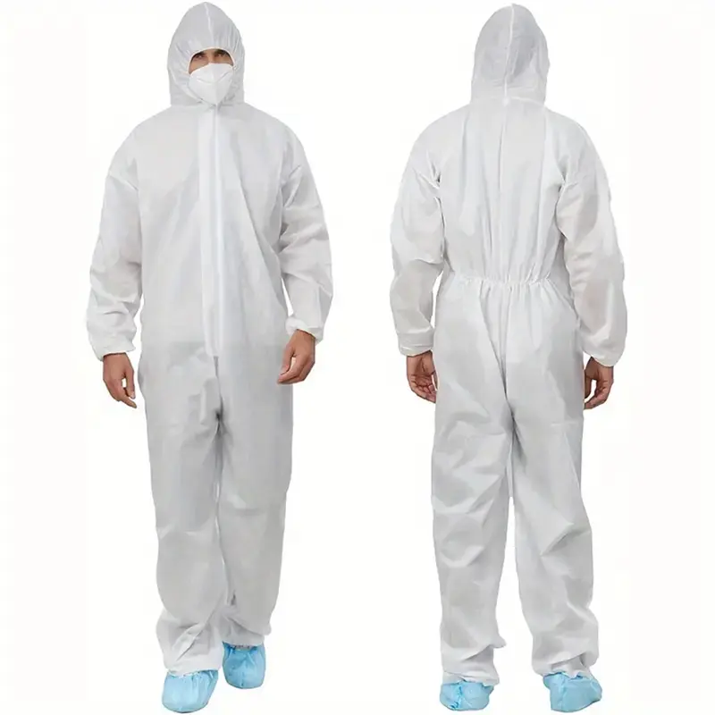 Disposable Protective Coveralls with Hood, Viscose Fabric, Elastic Cuffs & Ankle Seals, Zipper Front for Painting & Cleaning