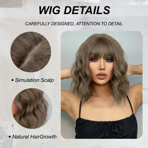 12-Inch Short Bob Wig – Sturdy Silk with Natural Scalp Mimicry on Top, Bangs-Included Lightweight Ready-to-Wear Easy-Care for Casual Hangouts & Evening Dates