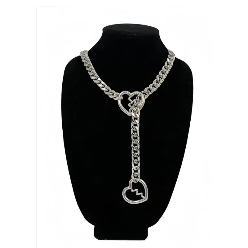Heart Slip Chain Necklace For Women Fashion Punk Rock Goth Choker Jewelry Accessories