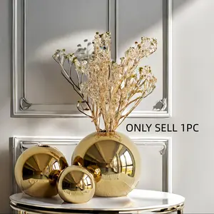 Glossy Ceramic Round Ball Vase, Decorative Vase, Home Decor Accessory, Luxury Flower Arrangement Decor for Elegant Home Design, Perfect for Centerpieces and Gifts, Home Decoration