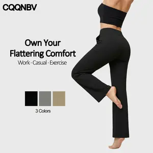 CQQNBV Loose High-Waist Business Casual Pants Yoga Pants Women Wide Leg Pants with Pockets Comfortable straight-leg pants