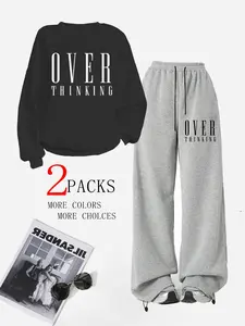 Women's Casual Loose-Fit Sweater Set, Thick Kint Fabric, Warm & Cozy Design, Perfect Gift for Friends & Family, Outfit