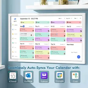 27 Inch Smart Digital Calendar Max Wall Mountable Electronic Family Planner with Touchscreen 1920x1080 IPS Display for Home Office Chore Chart Event Sync White Gifts for Women and Men