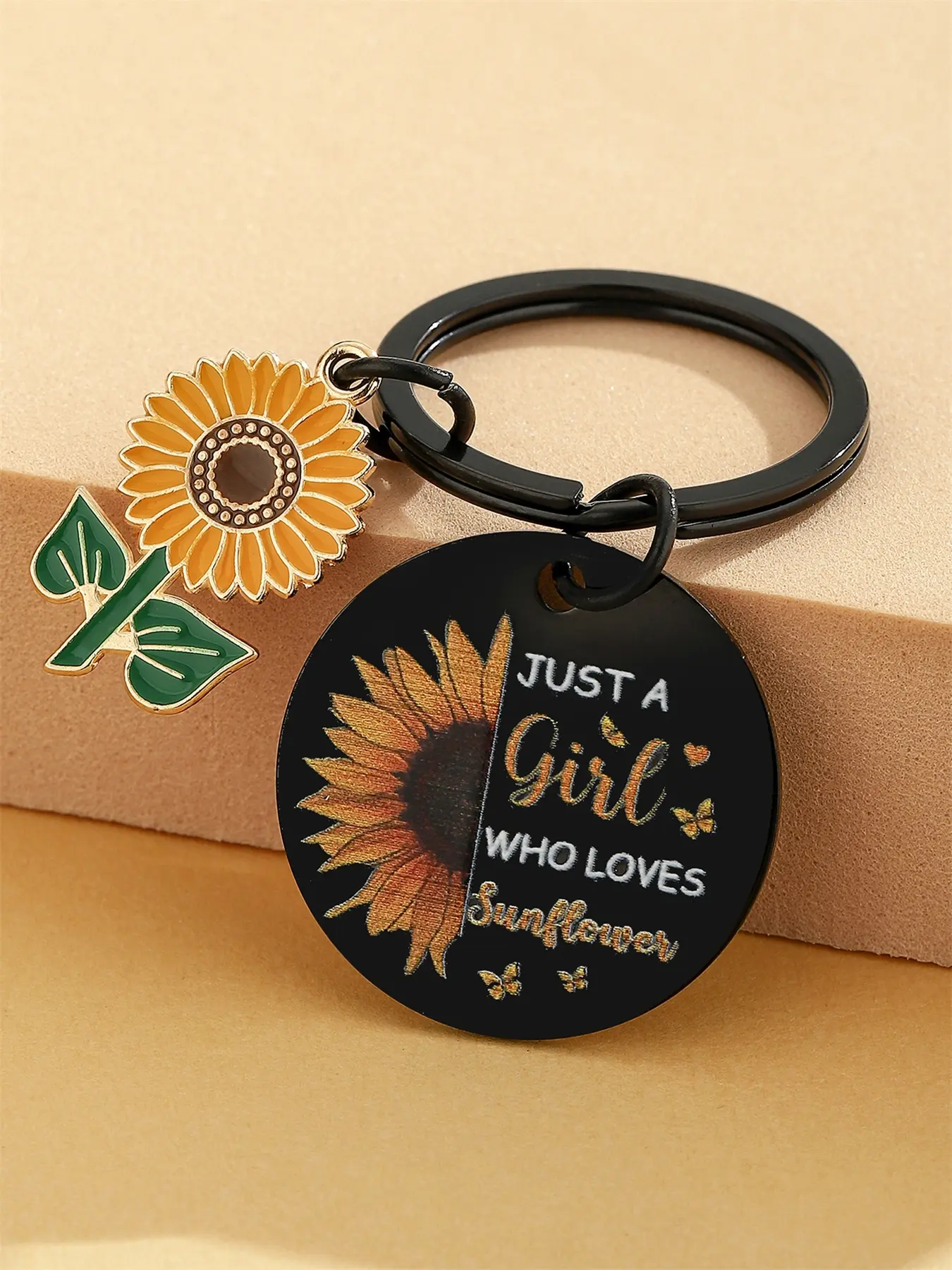Sunflower Keychain Keyrings for keys Gifts for Women & Girls, Floral Pattern Keychain, Keychain Pendant, Perfect Birthday & Christmas Presents, Unique Friendship & Thinking of You Gifts