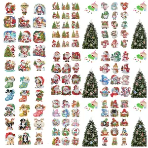 12Pcs/15pcs Xmas Theme DIY Diamond Painting Christmas Tree Hanging Pendant Decoration