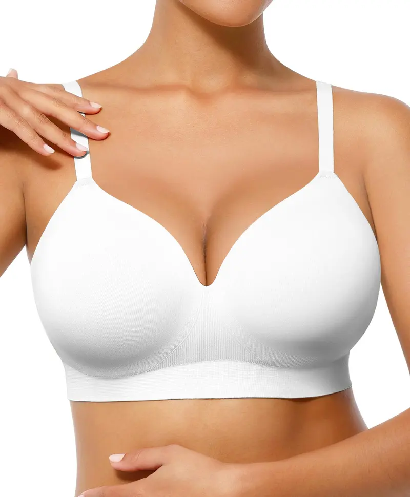 FeelinGirl Wireless Push Up Bra for Women, Seamless Comfort Bralettes No Underwire Supportive Full Coverage Everyday Bras Women Push Up Bra  Comfortable Fabric Casual Womenswear Soft Adjustable Comfy Smooth TikTokShopBlackFriday Halter Neck