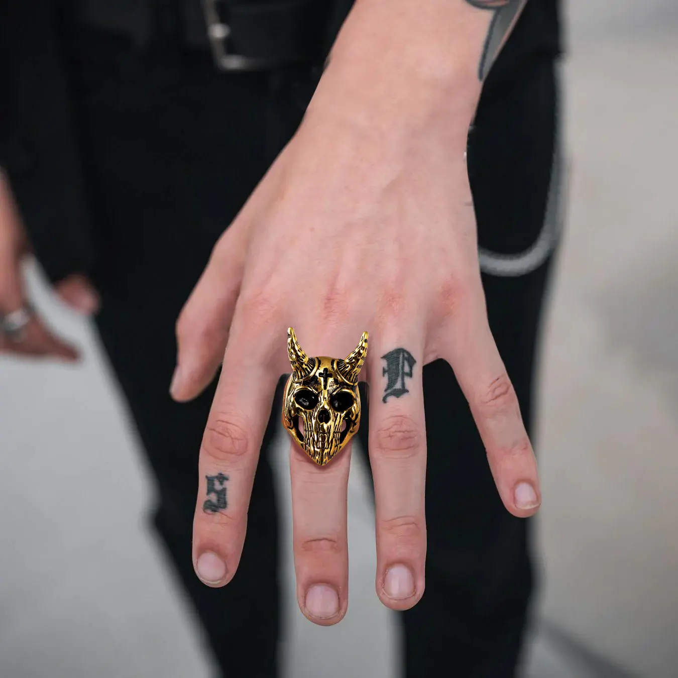FaithHeart Gothic Goat Skull Ring for Adults, Fashion Jewelry Ring, Stylish Accessories for Men and Women, Rings, Accessories Adults