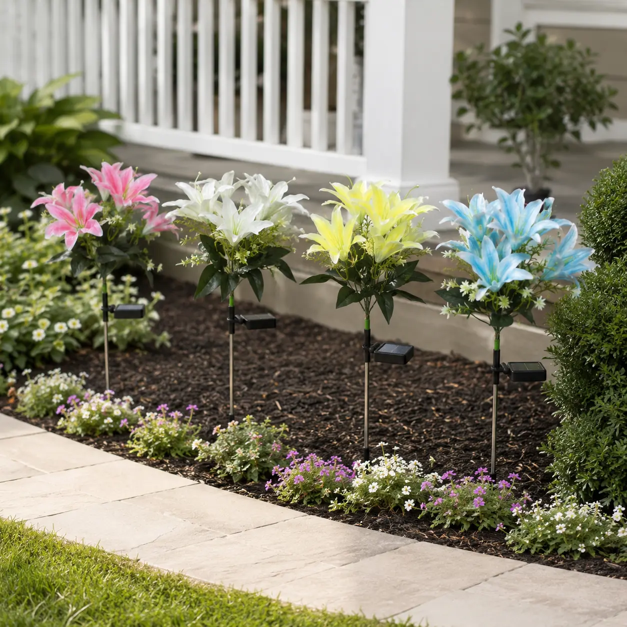 8 Pack Solar Lily Garden Lights - Solar Outdoor Lights for Landscaping Decor