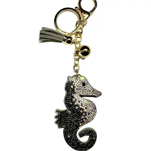 Seahorse Bling Keychain, Rhinestone design, Tassel Decor Sport Keychain for Men, Women, Kids Bling Backpack Keyrings, Purse Charms, Sparkle Key Fob