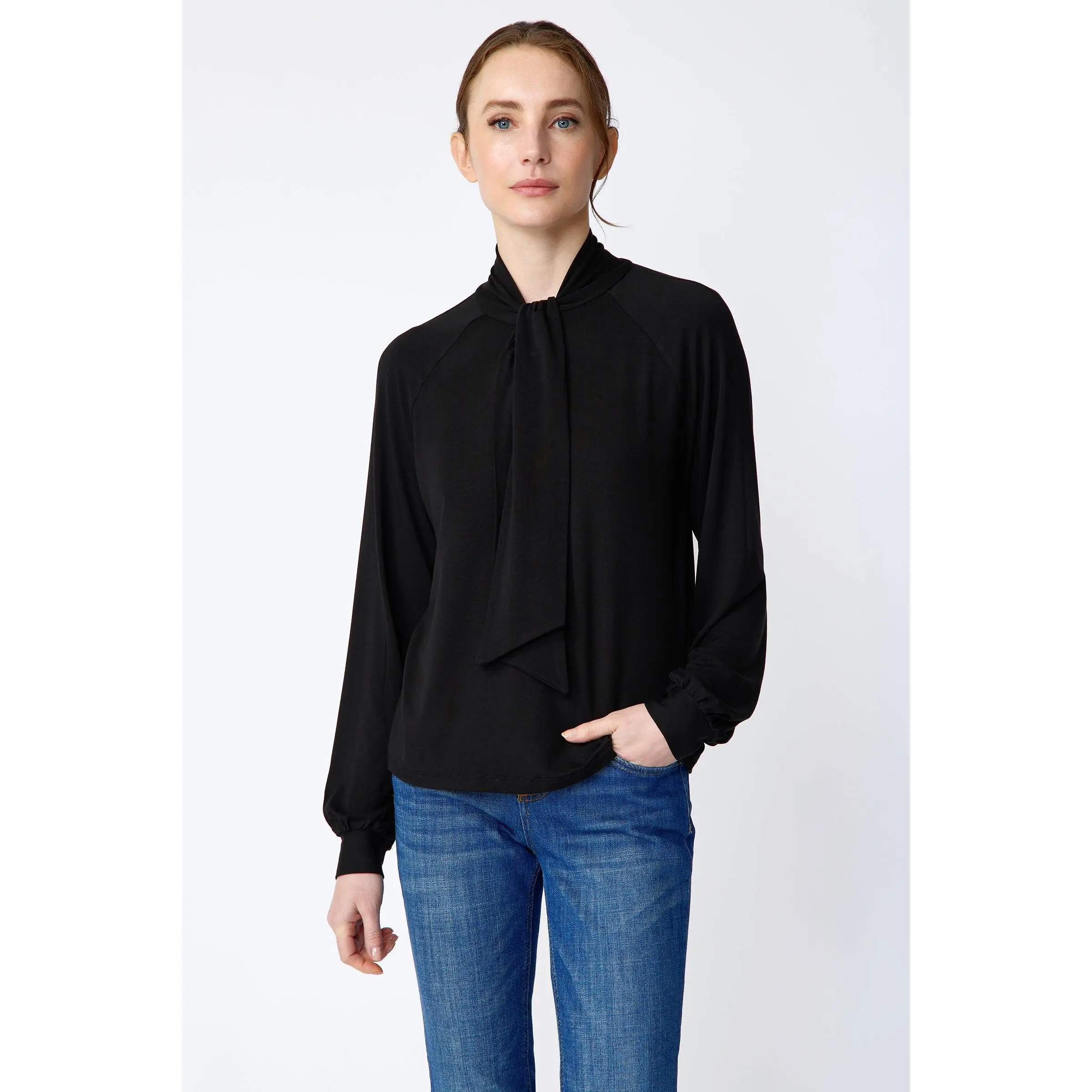 Cecilia Scarf Top Black