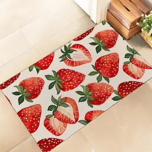 Strawberry Indoor Door Mat - Stylish 17x29.5in Non-Woven Fabric Floor Doormat with Cute Fruit Design, for Porch Insider,Bedroom,Living Room - Summer Decor Rug Gifts