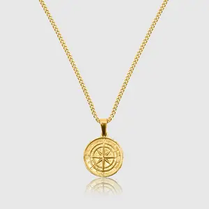 Damon LA - Compass Necklace - Gold/Silver - Male Female - Pendant - Gift