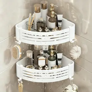 Set of 2 Corner Shower Shelves for Space-Saving, Wall-Mounted Organization in The Bathroom, Featuring a Triangular Design Suitable for Storing Shampoo, Conditioner, And Soap