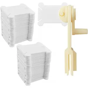 120 Pcs Plastic Floss Bobbins with 1 Pcs Bobbin Winder for Cross Stitch Cotton Thread Craft DIY Sewing Storage Thread Organizer Holder Embroidery DIY Cards (White)