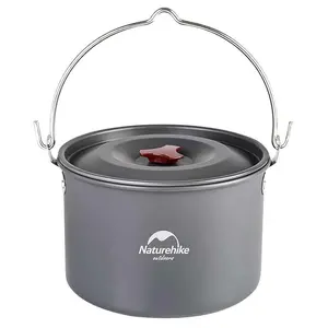 Naturehike 4-6 Person Ultralight Aluminum Camping Pot with Lid, 4.2 Quart Portable Non-Stick Cookware for Outdoor Cooking, Hiking, Travel