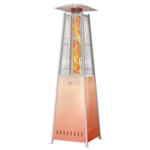 Pyramid Patio Heater, 48000 BTU Outdoor Heater with Wheels and Ignition, LED Propane Patio Heater for Home, Backyard, Garden,Deck and Patio