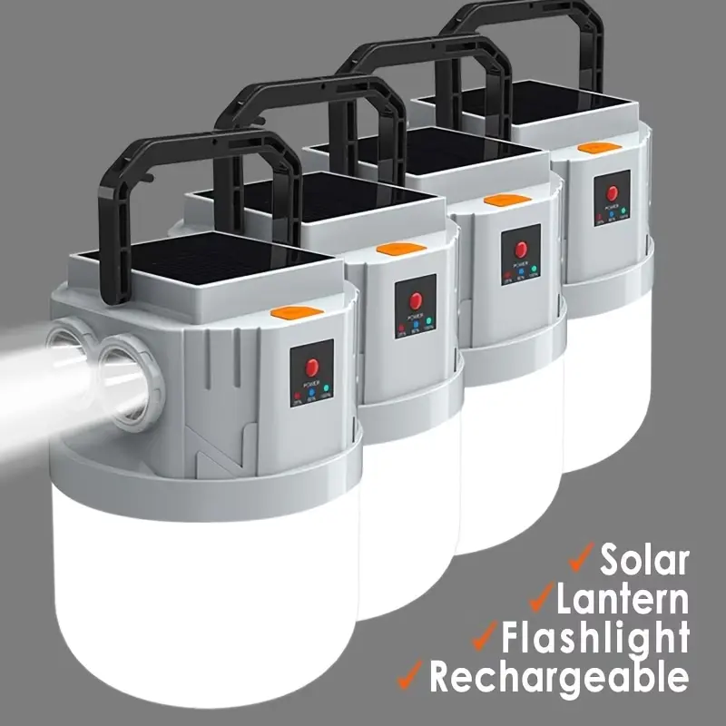 Solar Lanterns - Buy 1 Get 1 Free, 1600mAh LED Multi-Mode Light, Lightweight Portable Solar-Powered Camping Outdoors Tent Flashlight with Charging Function