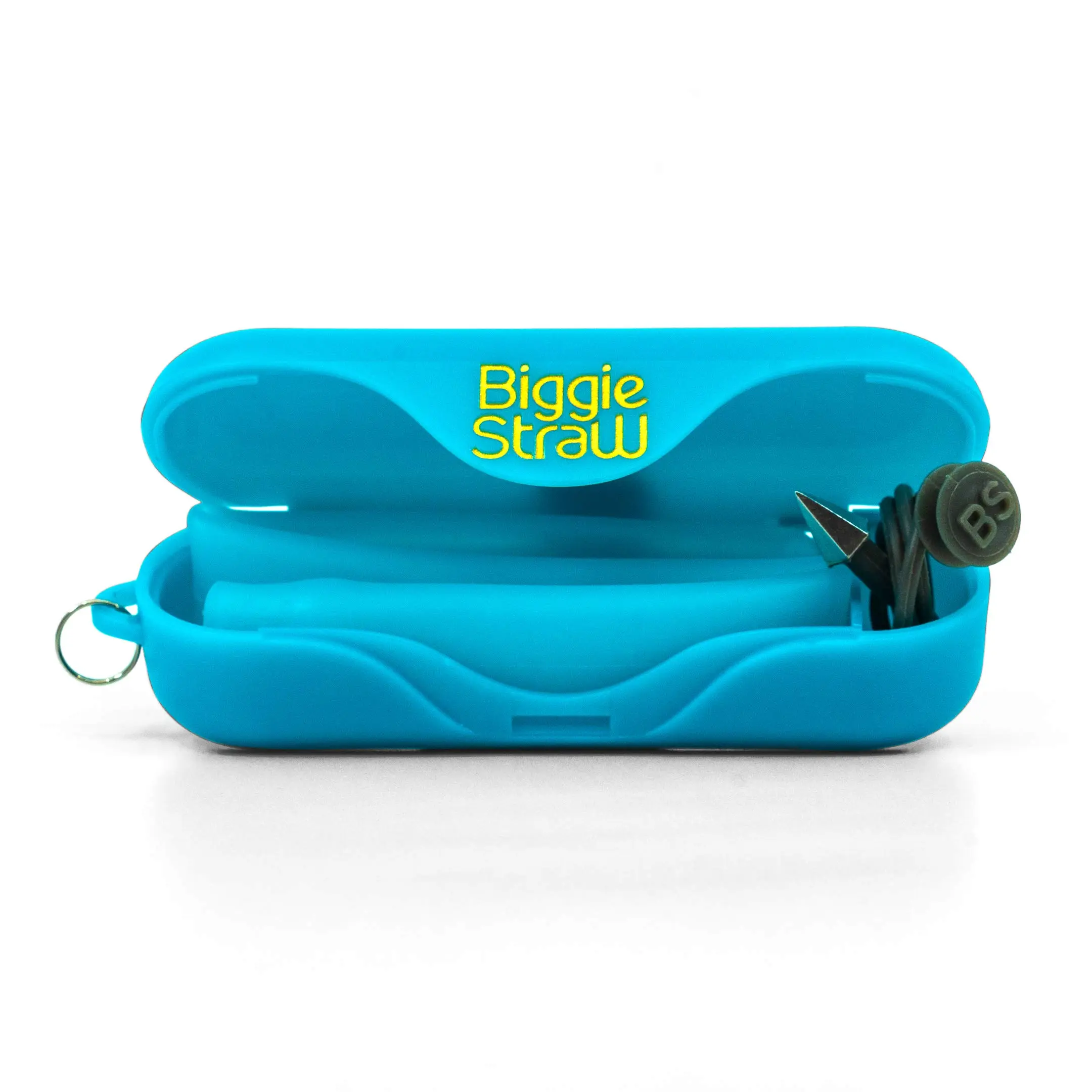 BiggieStraw Extra Wide Collapsible, Reusable Straw | Travel Case, Cleaning Tool, Angled Tip | Easy Clean | BPA Free Silicone | Eco-Friendly
