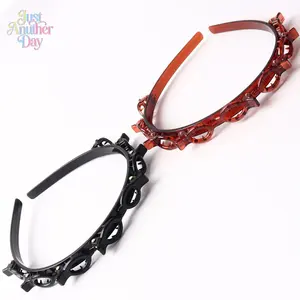 Hair Styling Headband with Built in Clips Plastic Braiding Headband for Easy Hair Styling Available in Black and Brown Anti Slip Design Perfect for Creating Braided Hairstyles Convenient Hair Accessory for Women and Girls Lightweight and Durable