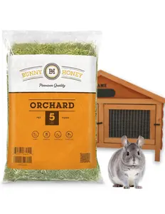 Bunny Honey Natural Orchard Grass 80 oz - Premium Hay for Guinea Pigs, Rabbits, Hamsters & Small Pets - Best Cut, Delivered Fresh & Not Blended - Promotes Dental Health and Digestive Function - 5 Lb