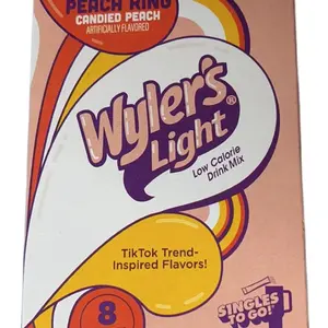Wylers Light Peach Ring Flavored Drink Mix Sugar Free - Low Calorie Drink Mix with Artificially Flavored Peach Ring - Beverage, Fruit