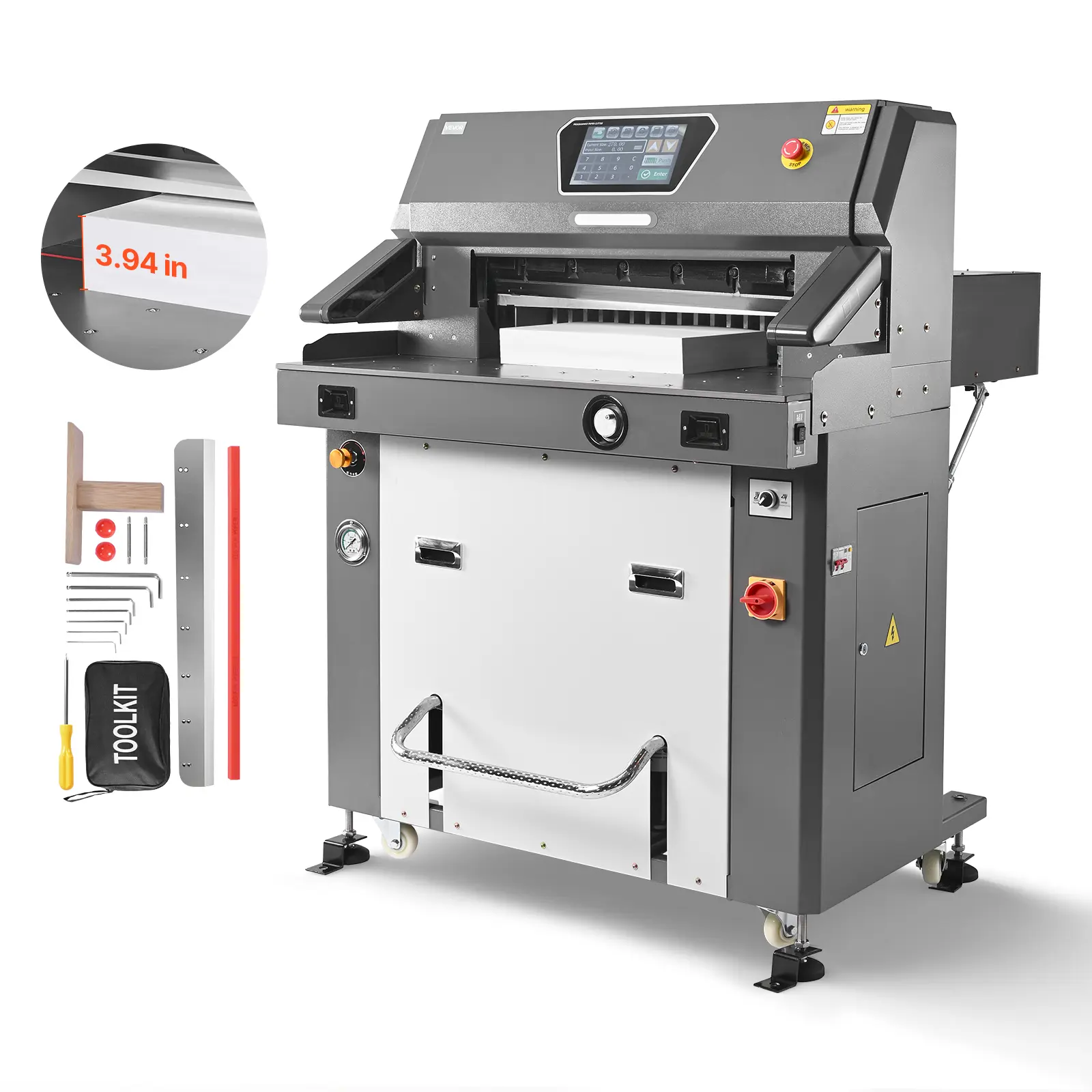 VEVOR Electric Metal Hydraulic Guillotine Paper Cutter, 26in Cutting Width, 3.94in Thickness, Infrared Safe, Emergency Stop Button, Digital Panel, Spare Blade, Programmable Controller for Books, Menus | Office Cutting Supplies, Cardstock